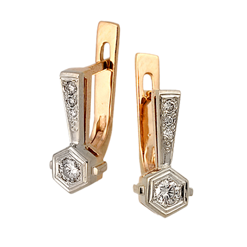 Золотые серьги с бриллиантами 20176. Ювелирный салон «Алмазы Якутии»